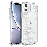 ZhuoFan Coque pour iPhone 11, Etui en Silicone 3D Transparente avec Motif Dessin Antichoc Souple TPU Housse de Protection Case Cover Coque pour iPhone11, Fleur Blanc