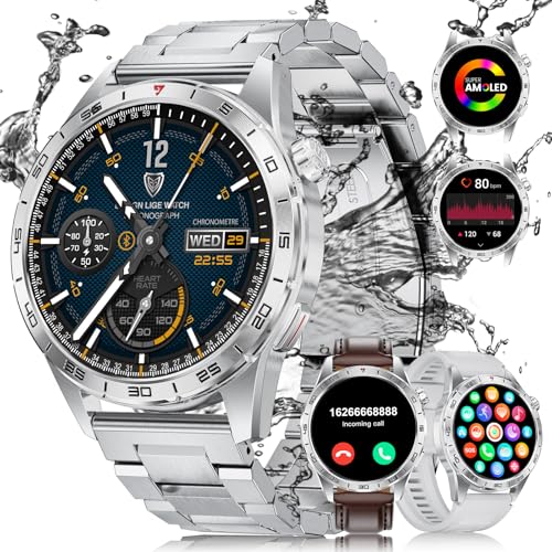 BENYAR SMART Reloj Inteligente Hombre Militar 3 Correas, 1.43' AMOLED Smartwatch con Llamadas Bluetooth, Monitor de Sueño Podómetro Oxígeno Sanguíneo, 120+ Modos Deportivos para Android iOS