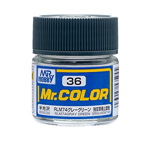 GSI Creos - C36 Semi-Gloss RLM74 Gray Green (10ml), Mr. Hobby Mr. Color Acrylic Paint