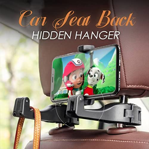 Cnyejqjc 2 In 1 Car Seat Hook, Headrest Hidden Hanger With Phone Holder Universal 360° Rotation For Backpack, Mobile Phone, Wallet #TOP4
