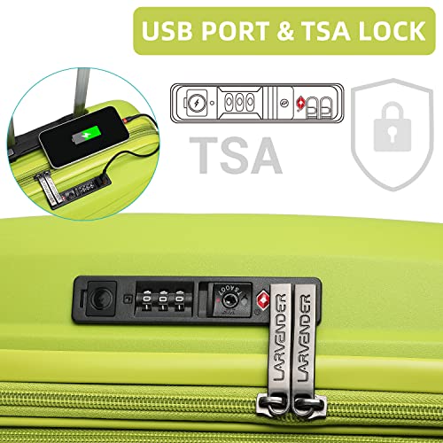 Image of LARVENDER Carry On Luggage 22x14x9 Airline Approved, Suitcases with Wheels | Expandable Hardside PP Carry On Suitcase, 20 Inch Luggage Sets 3 Piece for Women Men, TSA Lock, Wasabi Green