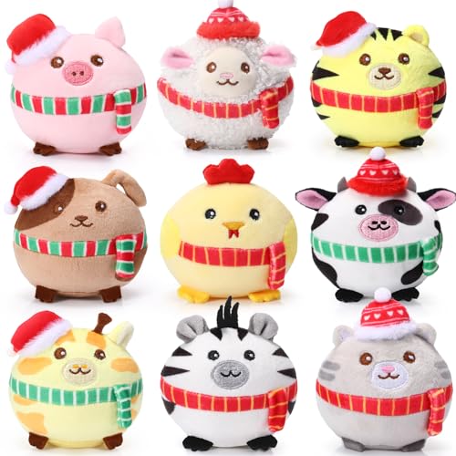 Simpatica forma rotonda: questo set di animali di peluche è composto da mini giocattoli di peluche con forma rotonda ed espressione adorabile; Questi piccoli giocattoli attireranno la preferenza della maggior parte delle ragazze e dei ragazzi, essendo alcuni divertenti giocattoli da gioco