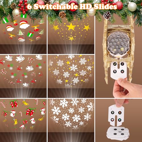 Decoración para árbol de Navidad estrella iluminada con proyector de 6 efectos interiores 3