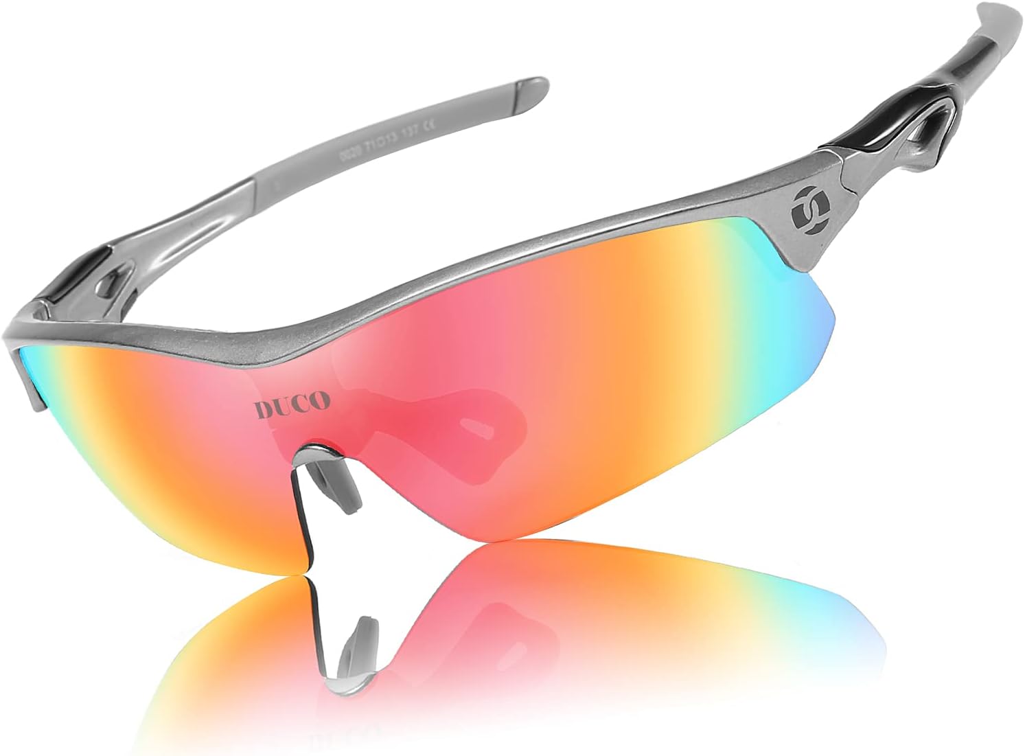 DUCOPolarized Sports Cycling Sunglasses for Men with 5 Interchangeable Lenses for Running Golf Fishing Hiking Baseball