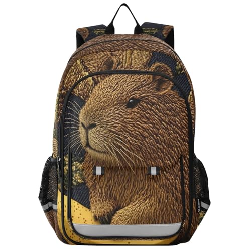 Backpack Lightweight Daypack-Capybara Banana Outdoor Travel Daily, Travel Backpack for Women Men 12.9x5.1x17.7 inch