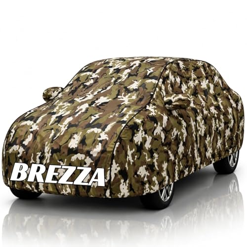 Image of Safe-Cars New Jungle 100% Waterproof Brezza Car Cover | Polyester Car Body Cover for Rain & Sun | UV Protection, Dustproof, Scratch Resistant, Windproof, Heat Resistant, Custom Fit