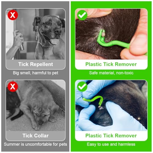 Adiwo Zeckenentferner Set, 6er Set Zeckenheber Enthalten 5 Zeckenhaken und 1 Zeckenpinzette, Zeckenzange Zeckenschutz für Hund, Katze und Mensch
