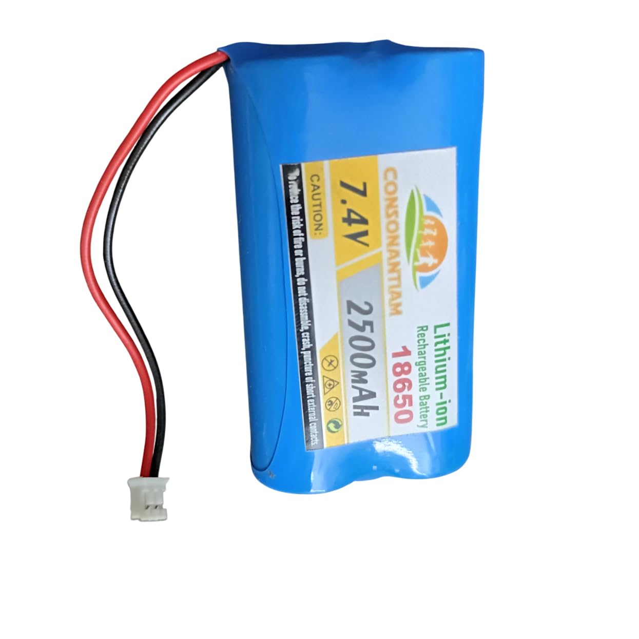 CONSONANTIAM 7.4 Volt Battery Pack 2500 mAH Full Capacity 18650 Lithium Ion Rechargeable Battery Pack with JST 2 Pin Jack Robotics Industrial Inbuilt 2S-3-A BMS Security. (Without BMS Card)-image-13
