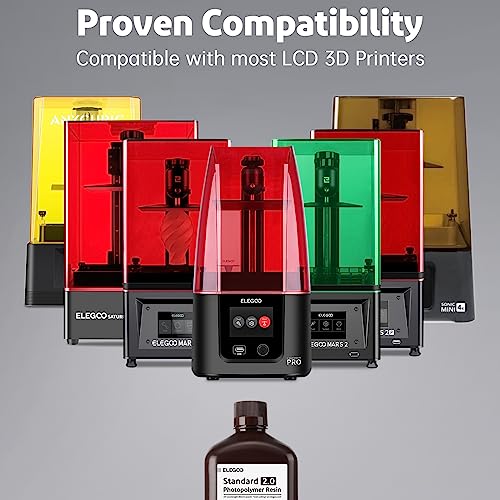 Image of ELEGOO Upgraded Standard Resin 2.0, Resin for 3D Printer with High Precision, Low Odor, Higher Toughness, 405nm UV Curing Photopolymer Resin for Mars Saturn MSLA DLP LCD 3D Printing (Grey 2000g)