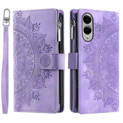 Étui protection rabat Samsung S25 Edge cuir béquille violet