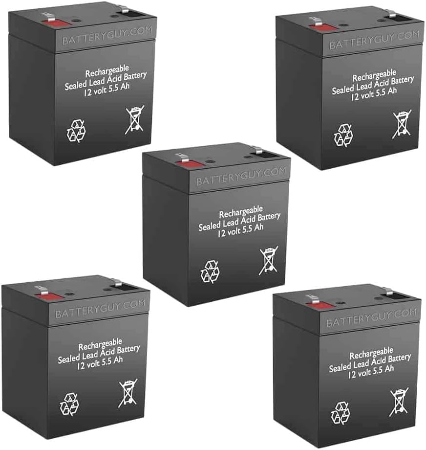 NPH5-12 Replacement 12V 5.5Ah SLA Batteries Brand Equivalent (Rechargeable, High Rate) - Qty of 5