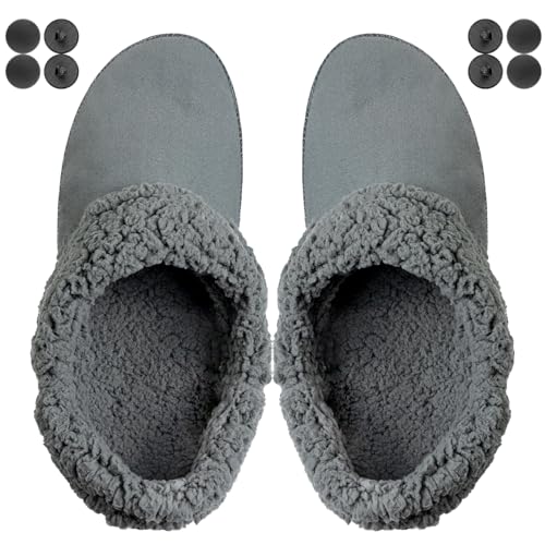 Endoto Fuzzy Liner Inserts for Crocs Clog Replacement Warm Fur Fluffy Lining Socks for Croc(Color:Grey Size:Men12/Women14)