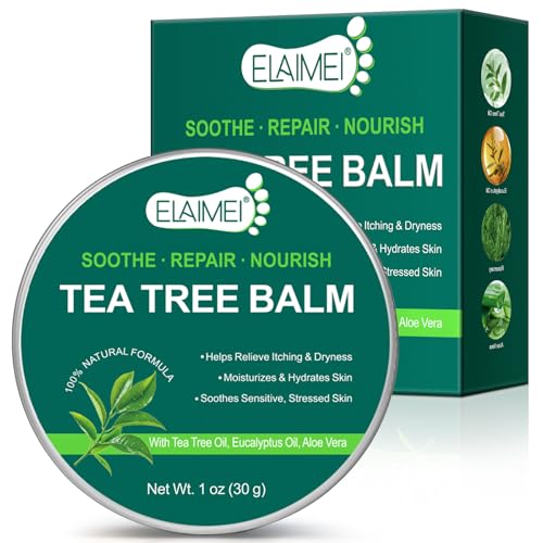 bnHUlMXw Tea Tree Oil Balm,Tea Tree Oil for Skin,Dry Itchy Skin & Rash Relief, Athlete’s Foot & Dry Feet Itching, Jock Itch, Chafing, Bug Bites,Natural Formula,Effective & Safe for All Ages