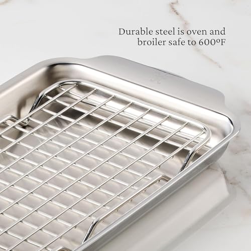 Image of Hestan OvenBond Provisions - Tri-Ply Stainless Steel 2-Piece Mini-Eighth Sheet Pan & Rack Set (6 x 9 inch)