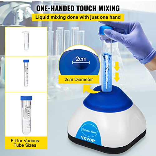 Image of VEVOR Vortex Mixer, 3000RPM Mini Vortex Mixer Shaker, Touch Function Scientific Lab Vortex Shaker, Mix Up to 50ML, 6mm Orbital Diameter for Test Tube, Tattoo Ink, Nail Polish, Eyelash Adhesives, Paint