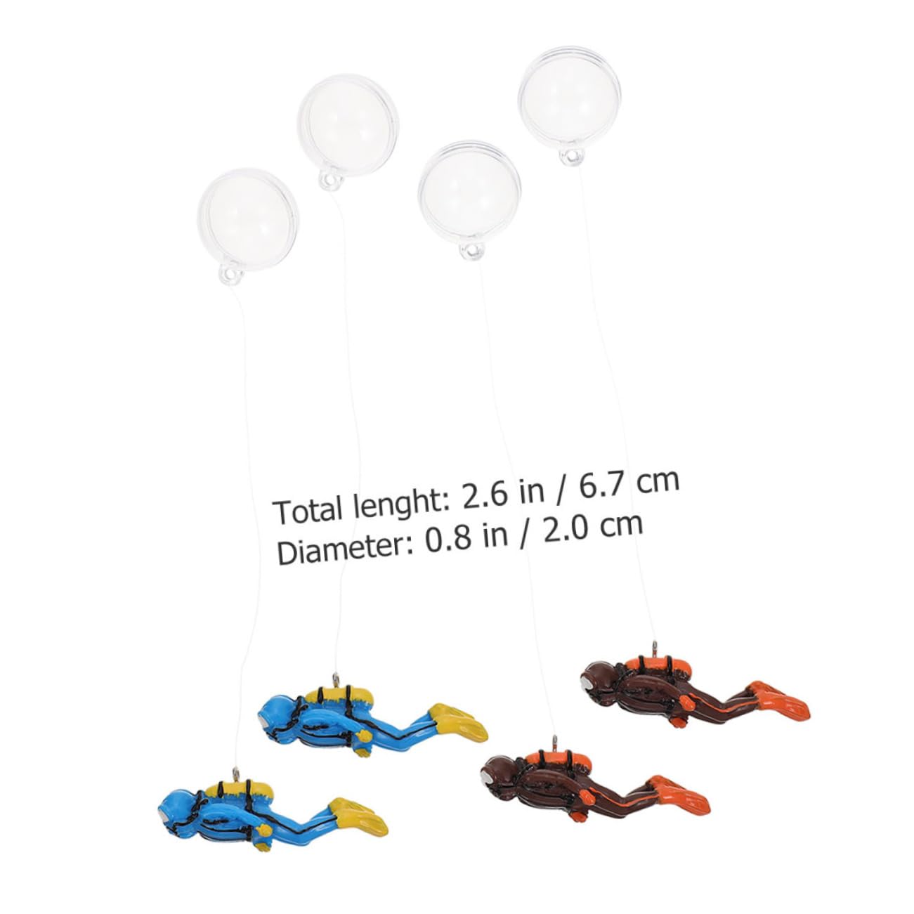 GLEAVI 4 Set Galleggiante Subacqueo Ornamenti Decorativo Decorazioni Figura del Subacqueo del Serbatoio di Pesce Adorabile Decorazione Dell'acquario Resina 4 Pezzi * 4