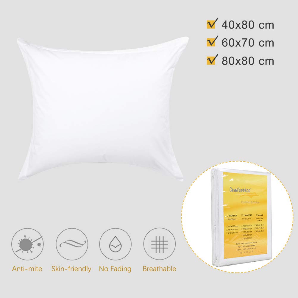 Maas Kissenbezug 2er Set 60x70 Cm – 100% Baumwolle, Hypoallergen, Waschbar