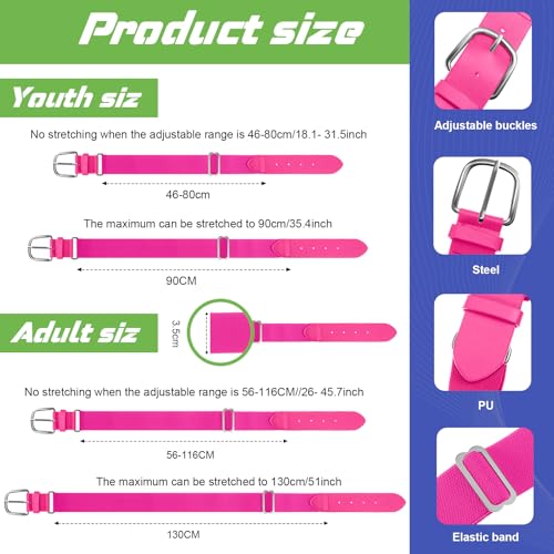 Hercicy 12 Pcs Baseball Belts Softball Belts Bulk for Adult and Youth Adjustable2