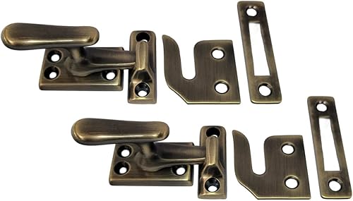 Miniatura 3 de QCAA Cerradura de ventana abatible de latón macizo, pequeño, negro mate, paquete de 2