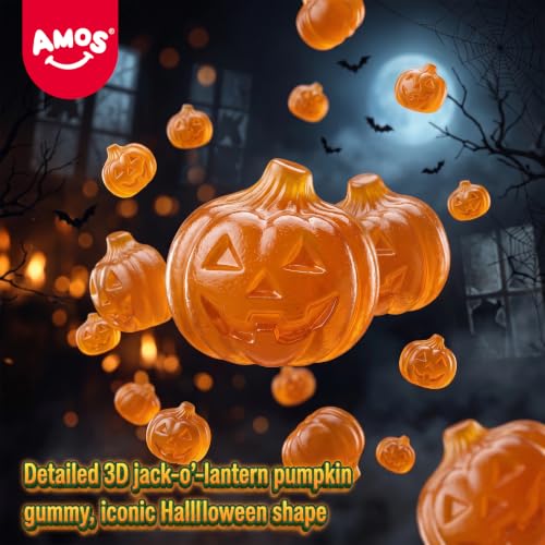 AMOS Peelerz Pumpkin Gummy, 8.47 oz (240g), Peelable Halloween Candy, Halloween Gummies, 10 Individual Packs for Trick or Treat & Parties - image 4