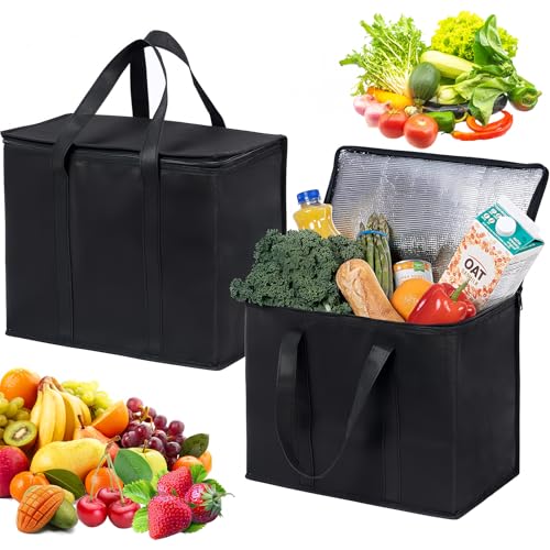 Lot de 2 Sac de Courses Familial Isotherme Sacs de Livraison Isotherme Sac Isotherme Pliable Emporter Isotherme Robuste Sacs de Congélation pour Pique Nique...