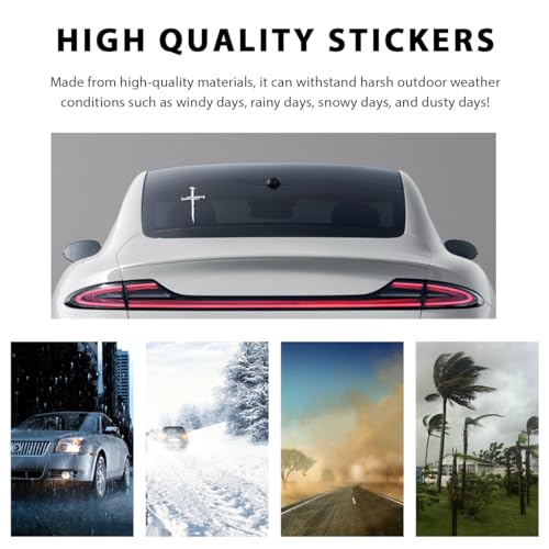 Image of DXNQ 2PCS Car Cross of Nails Sticker, Bumper Christian Sign Cross with Nails Decal, Removable Waterproof Sticker for Car Truck Window Motorcycle Helmet Laptop, Car Accessories (White)