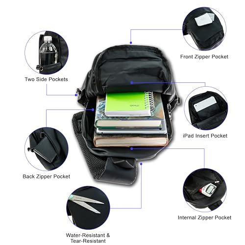 Sling Crossbody Bag for Men and Women – Black, Water-Resistant, Single Shoulder Backpack – Stylish and Small, Perfect for Travel and Everyday Use3