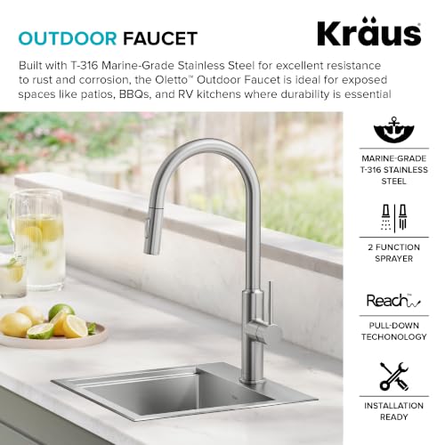 Image of KRAUS Oletto Outdoor Kitchen Faucet T-316 Marine Grade Stainless Steel