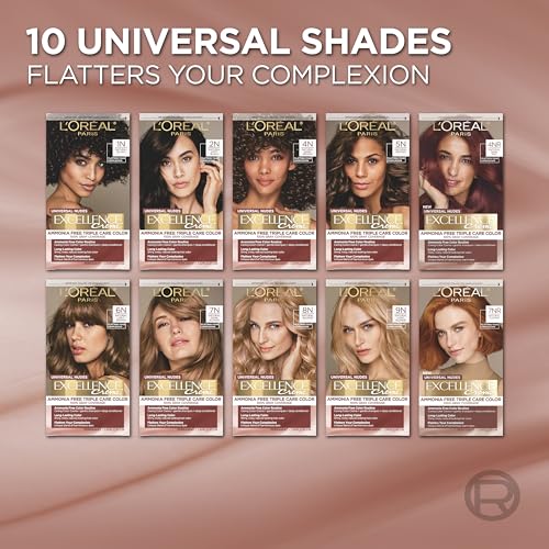 Image of L'Oreal Paris Excellence Universal Nudes Permanent Hair Color, Ammonia Free Hair Dye for Gray Hair Coverage, 7N Natural Dark Blonde, 1 Kit (Pack of 2)