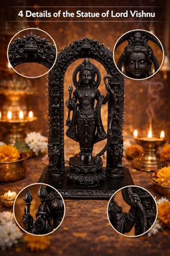 Image of Ram Lalla Idol, 10.00cm Height, Black, 3D Printed, UV Resin, Hindu Religious Statue of Lord Shri Rama Lala Ayodhya 4 inch Height (4 Inch Height)