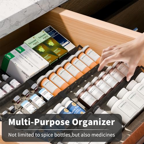 image for Simple Trending Spice Drawer Organizer,8 Piece Metal Mesh Expandable f