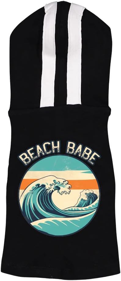 Beach Babe Dog Shirt with Hoodie - Wave Dog Hoodie - Graphic Dog Clothing - Royal White, M