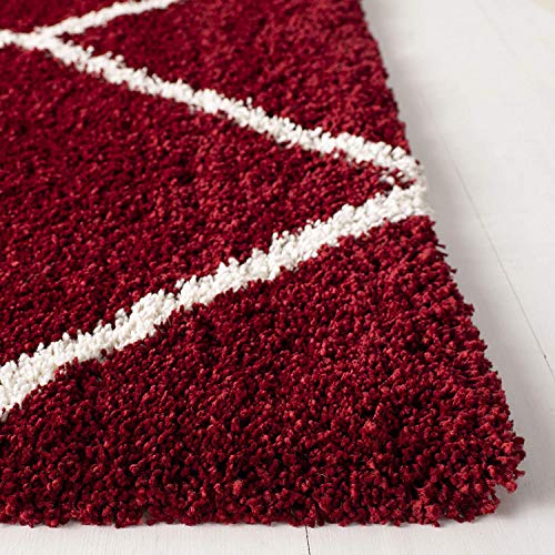 Image of Handwoven Microfibre 3D Rug for Living Room (Red & Ivory, 5 X 7 Feet, Microfibre)