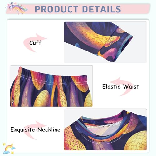 Pajama Sets Long Sleeve Watercolor Cute Snake Soft Comfy Sleepwear 2 Piece PJS 3-8T4