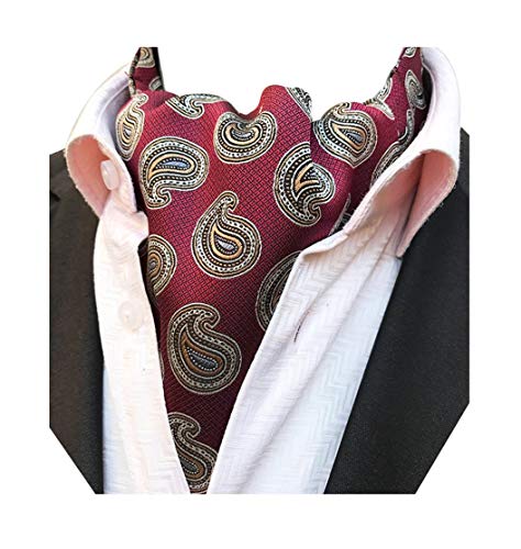MENDENG Men Purple Paisley Jacquard Woven Silk Cravat Necktie Scarf Formal Ascot