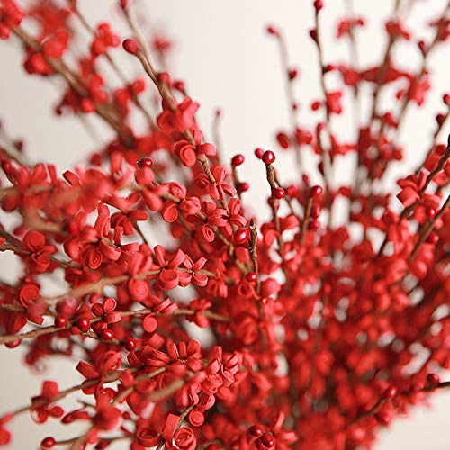 Wootkey 5 Pcs 30" Long Jasmine Artificial Flowers Faux Berries Fake Flower For Christmas New Year Diy Floral Art Plant Home Office Party Decoration (Red) #TOP5