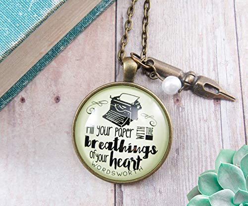 Gutsy Goodness 24" Writing Necklace Fill Your Paper Wordsworth Literary Quote Typewriter
