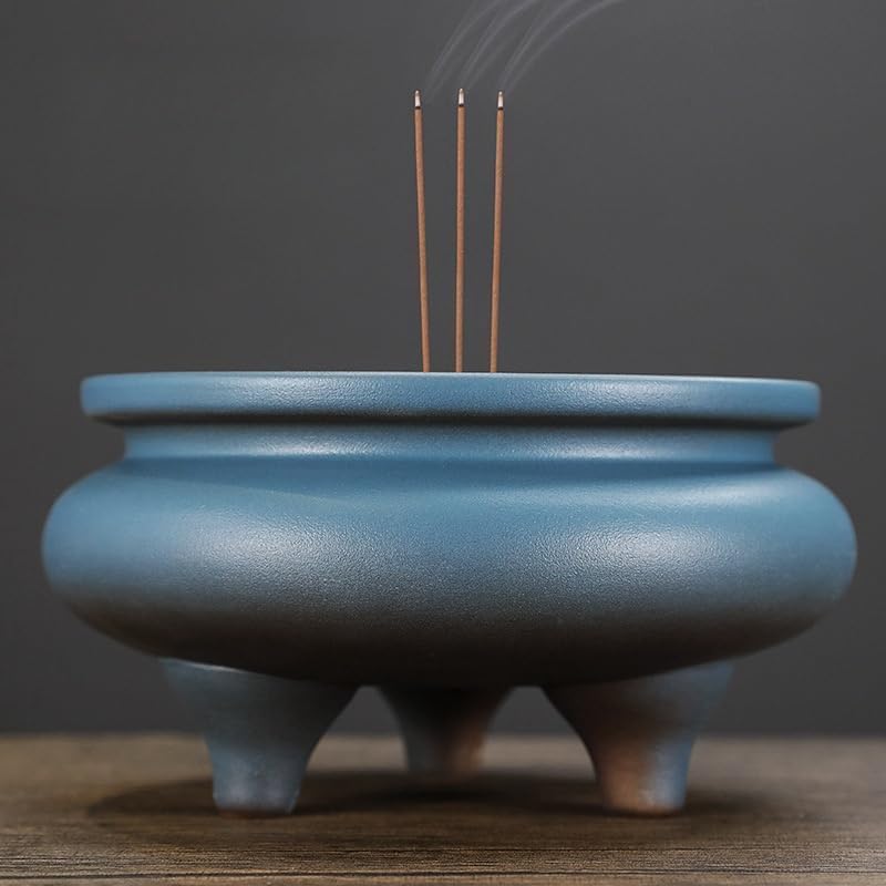 Ghbunuz 大きい仏壇用香炉 セラミック 寺用 用の前香炉仏陀のための三本足 立て 炉 お香立 ホルダー シンプル お香置き 仏
