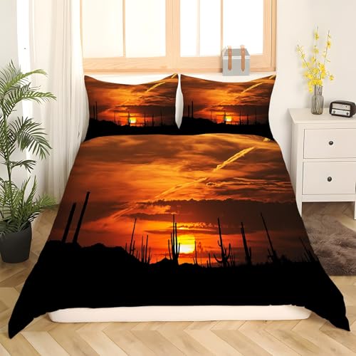 Housse de couette microfibre douce 220x240 parure lit motif soleil rouge