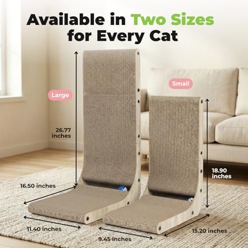 Image of Best Pet Supplies Catify Cat Scratcher, Fun Interactive Scratchers, Posts, Poles, Claw Safe, Furniture Saver Indoor Play Support Natural Cat Behaviors Heavy Duty - L-Shape - H: 26 inch