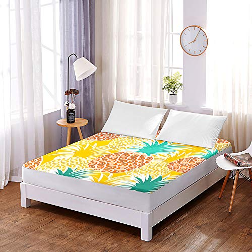 Drap housse microfibre ananas 90x200x30 housse de matelas anti-glisse