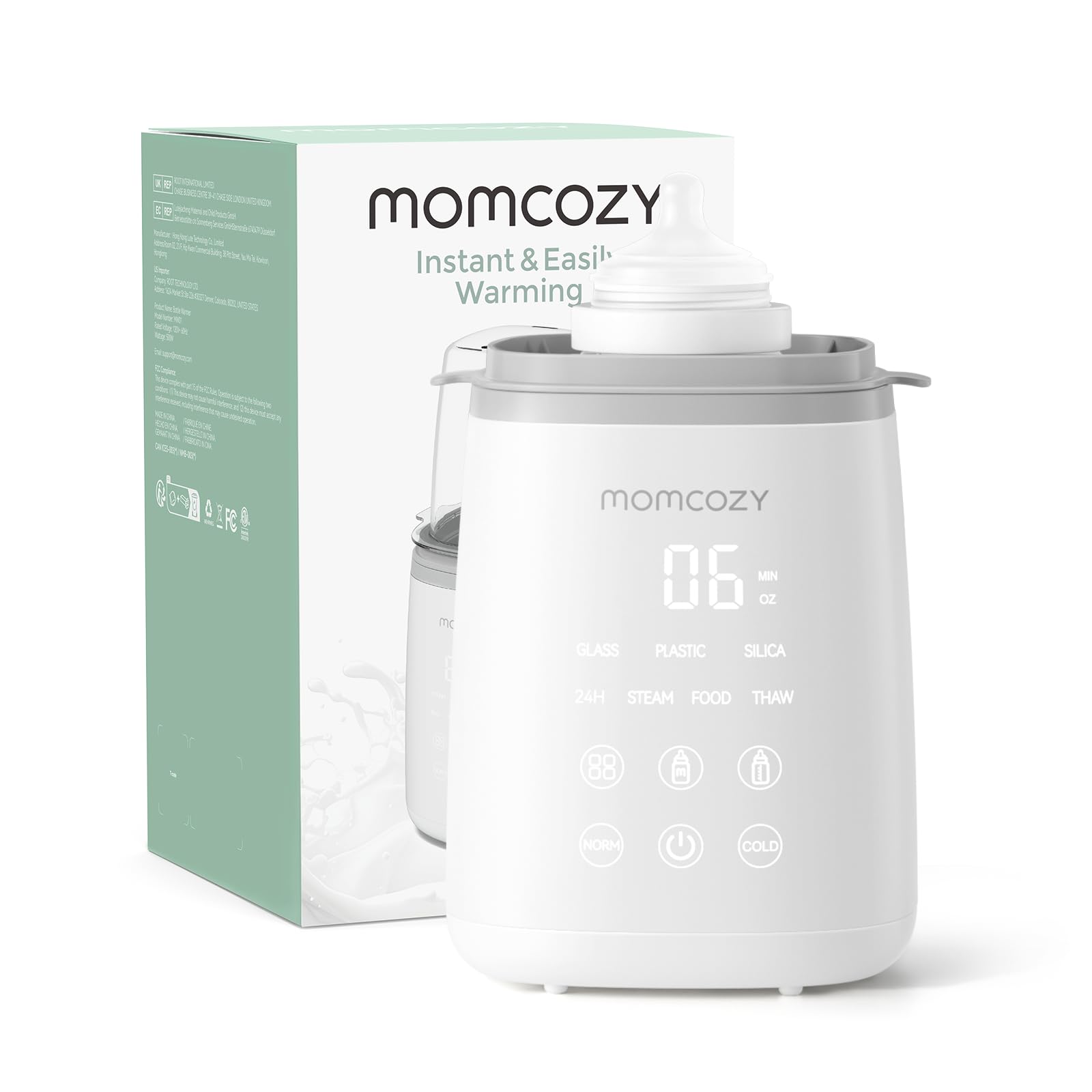 Momcozy Bottle Warmer, Fast Bottle Warmers for All Bottles with Timer, Accurate Temperature Control and Automatic Shut-Off, No Lid Required for