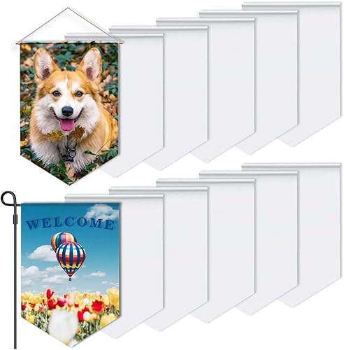 Banderas de jardín de sublimación en blanco de 12 x 18 pulgadas, banderas de poliéster para transferencia de calor, impresión de teñido de