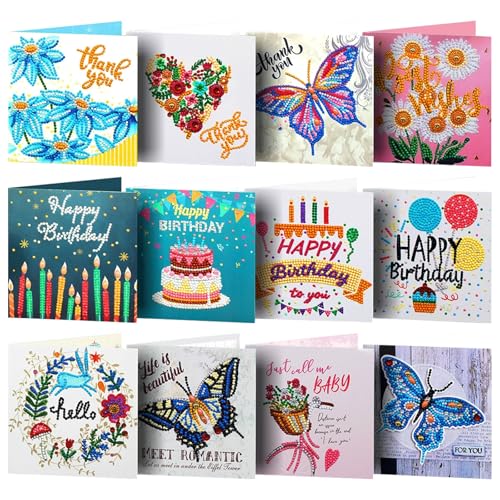 Cartes de vœux peinture diamant 5D à offrir pour anniversaire et remerciements