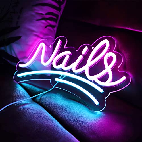 Image of Nails Neon Signs for Wall Decor Neon Lights for Bedroom Led Signs Suitable for Nail Salon Office Man Cave Beer Bar Pub Restaurant Christmas Birthday Party Gift for Lover (Nails)