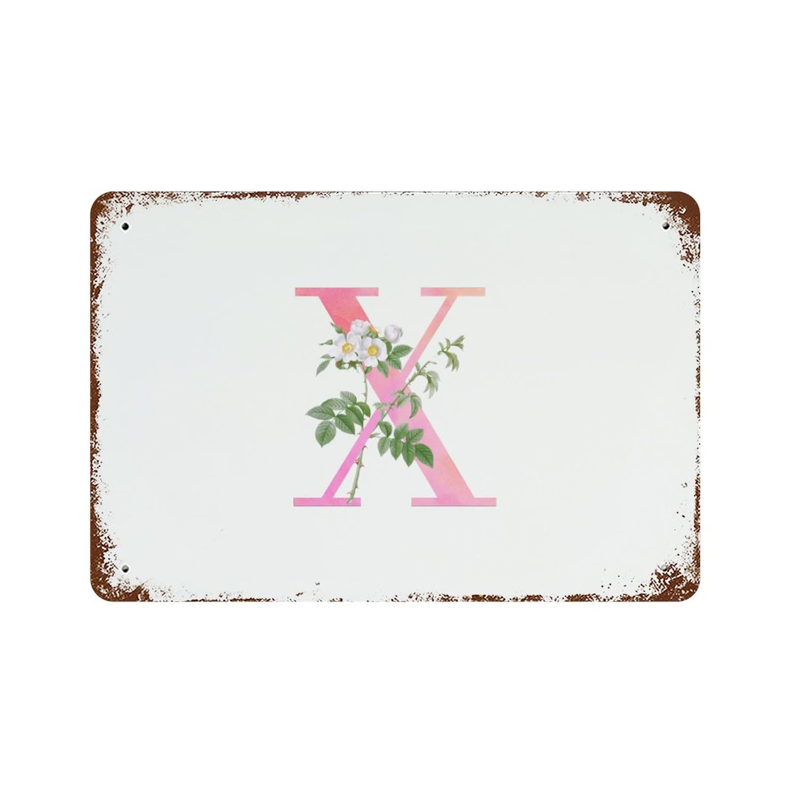 Cadeau petite amie lettre monogramme X rose pastel déco murale intérieure extérieure