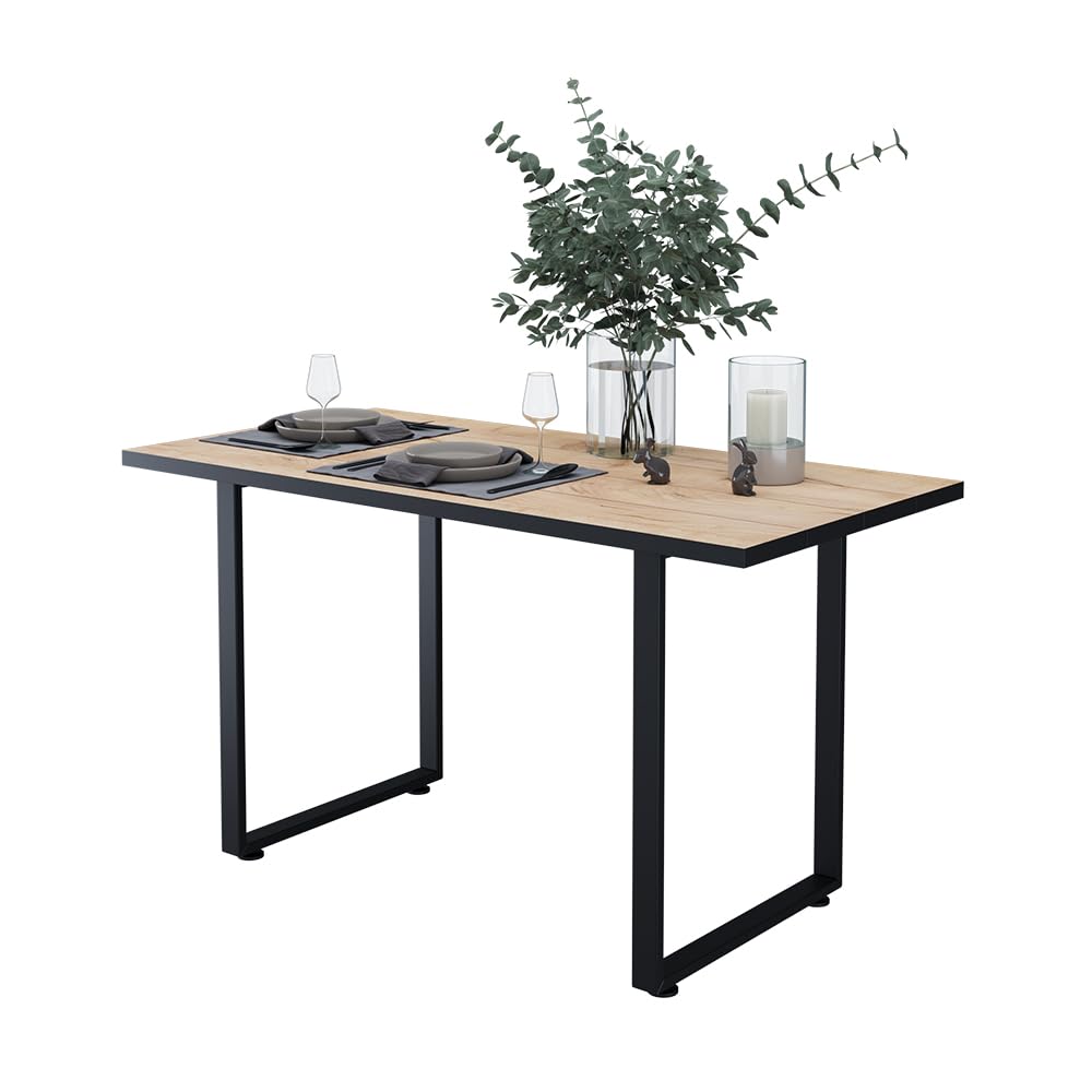 Vicco Table de Salle à Manger Livorno, Chêne Noir/Force de l'or, 140x70cm