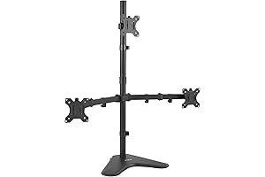 Sturdy Triple Monitor Stand for Enhanced Desktop Ergonomics: VIVO's STAND-V003E