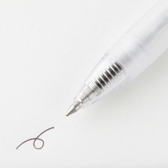 MUJI Polycarbonate Ballpoint Pens, 0.5mm Fine Tip, Rubber Grip, Pack of 3, Black/Red/Blue (Blue)