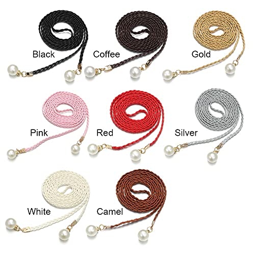 Thin Belts Wear Accessories PU Hemp Rope Apparel Accessories Clothing Collocation Summer Waistband(white)2